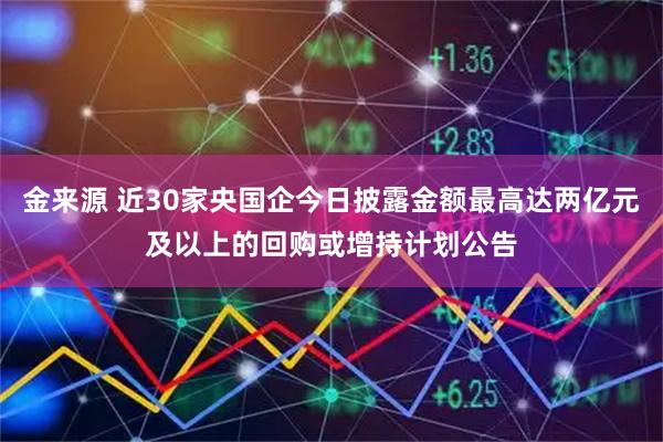 金来源 近30家央国企今日披露金额最高达两亿元及以上的回购或增持计划公告